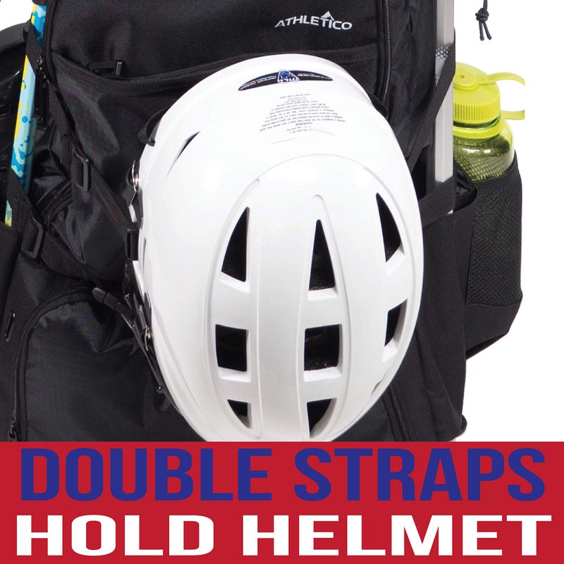 Athletico Lacrosse Bag - Extra Large Backpack - Field Hockey Equipment - Two Stick Holders and Separate Cleats Compartment (Black) - Image 5
